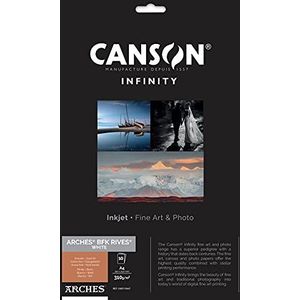 Canson Infinity BFK Rives 100% textuur, 310 g, A4, 10 stuks, natuurlijk wit