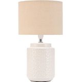 Pauleen 48220 Charming Bloom tafellamp max. 20 watt handgemaakt beige nachtkastlamp in boho-look van stof, keramiek E14