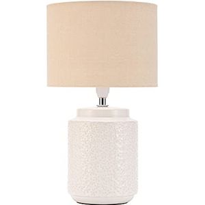 Pauleen 48220 Charming Bloom tafellamp max. 20 watt handgemaakt beige nachtkastlamp in boho-look van stof, keramiek E14