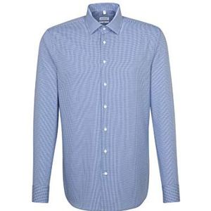 Seidensticker Heren business overhemd - slim fit - strijkvrij - Kent kraag - lange mouwen - 100% katoen, blauw (middenblauw 16)., 36