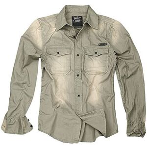 Brandit Hardee Denim Shirt voor heren, olijfgroen/grijs, XL