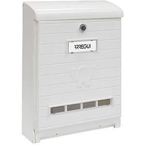 ARREGUI Mare E1061 Brievenbus van Zeer Bestendige Kunststof | Formaat L (Tijdschriften en C4-Enveloppen) | Weerbestendig | Wandbrievenbus met Valklep, Kijkvensters en Naamplaatje | Wit