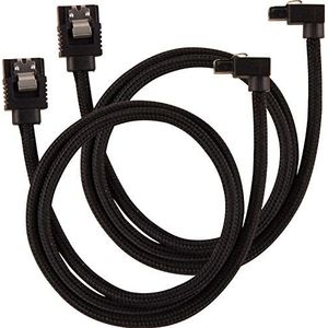 Corsair Premium SATA3-kabel, schuin/recht (6Gbps, 60 cm 90 graden), met ommanteling, zwart