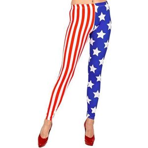Widmann 29353 29353-USA Leggings, rekbare broek, sterren en strepen, Amerikaanse vlag, dagelijks gebruik, sport, kostuum, carnaval, themafeest, dames, meerkleurig, S/M