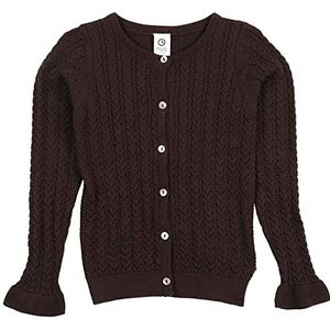 Müsli by Green Cotton Girl's Knit Frill Cardigan Sweater, Coffee, 134