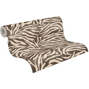 livingwalls Anna D'Andrea vliesbehang Dierenbehang 10,05 m x 0,53 m - Bruin, crème - Zebra behang - 782172