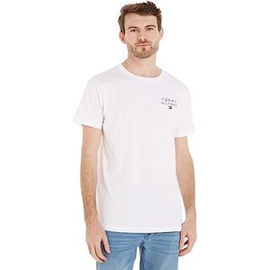 Tommy Hilfiger Heren Cn Ss Tee Logo Shirt, Wit, M, Kleur: wit, M