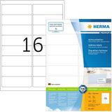 HERMA 4267 adreslabels A4 (99,1 x 33,8 mm, 100 velle, papier, mat) zelfklevend, bedrukbaar, permanente klevende universele etiketten, 1.600 etiketten voor printer, wit