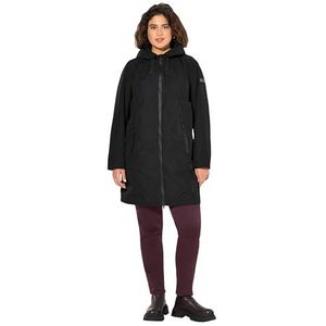 Ulla Popken Grote maten grote maten plus size HYPRAR functionele jas, waterdicht, capuchon, zwart, 42-44