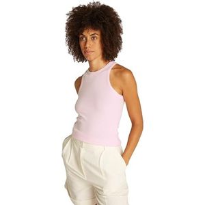 Tommy Hilfiger Dames Slim Rib Stretch Tank Top, Roze (Lichtroze), 3XL