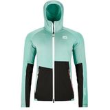 Ortovox - Womens Fleece Rib Hoody - Fleecevest - Turkoois - Capuchon, Stretch, Tweewegrits