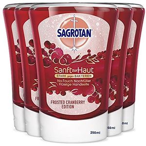 Sagrotan No-Touch navulling Cranberry Edition – voor de automatische zeepdispenser – 5 x 250 milliliter handzeep in praktische voordeelverpakking