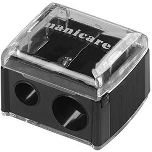 Manicare Dubbele cosmetische puntenslijper, voor grote en kleine lippen, oog- en wenkbrauwpotloden, eyeliner, lipliner, vangt scheerbeurten, cosmetisch make-upgereedschap, duo, gemakkelijk schoon te