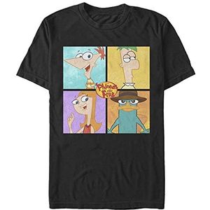 Disney Classics Phineas And Ferb - 4 CHARACTER BOXUP Unisex Crew neck T-Shirt Black XL