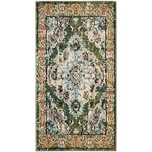 Safavieh Gewassen tapijt eigentijds patroon, gewassen eigentijds patroon, bosgroen/lichtblauw, 62 x 240 cm