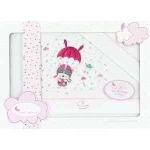 INTERBABY Paracaïdas Beddengoedset voor kinderbed, wit en roze, 100% katoen, 3-delig beddengoed voor de winter, voor baby's