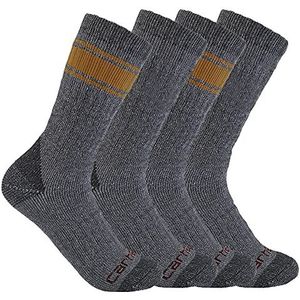Carhartt Heren Heavyweight Crew, 4 stuks sokken, verschillende 2 grijs, large (4-pack), Verschillende 2 grijs, Large
