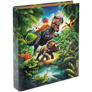 goldbuch 37 157 Ringband Vulkaan, map, afmetingen 26 x 32 x 4 cm, omslag van kunstdruk, nietmachine met 2-ringmechanisme van metaal, ringmap formaat DIN A4, map dinosaurusmotief, ringmap dino