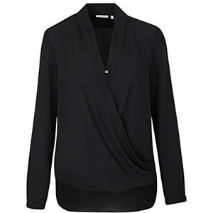 Seidensticker Damesblouse, modieuze blouse, wikkellook, lange mouwen, viscose, zwart, 36