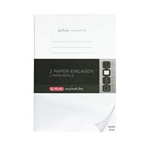 herlitz 50034130 Refill voor notitieboekje, A5, 2 x 40 vellen blanco, 1 stuk