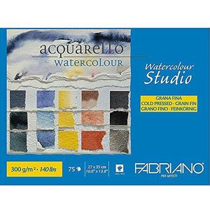 Fabriano Honsell 75302735 - Fabriano Watercolour aquarelkarton jumboblock kopgelijmd, 300 g/m², 27 x 35 cm, 75 vellen, natuurwit, fijnkoren, zuurvrij, fluweelachtig oppervlak