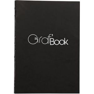 Clairefontaine Graf Book 360 Raw Binding Book, 100 g, A5, 100 vellen, Portret - Zwarte omslag