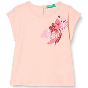 United Colors of Benetton T-shirt met korte mouwen voor meisjes, Roze Pesca 02n, 3 Maanden