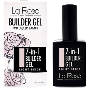 La Rosa 7-in-1 BUILDER GEL in a Bottle - UV Gel - NAAKT voor nageldesign en nail art, Nail Easy-To-Use Extension Builder, Cover gel, Licht beige, 15ml