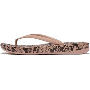 Fitflop Ergonomische teenslippers met slangenprint voor dames, Beige, 43 EU