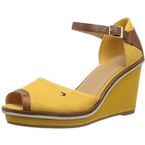 Tommy Hilfiger EMILY 11C Dames Enkelriemsandalen met sleehak, Geel Mineral Yellow 722, 36 EU