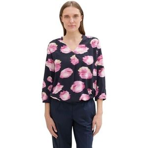 TOM TAILOR - Damesblouse - Digitaal Flower Design - V-hals - 3/4-mouw