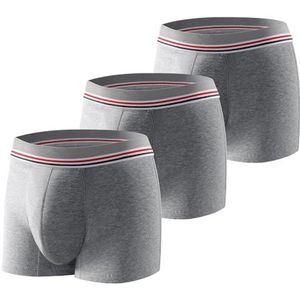 Carer 3-pack heren incontinentie boxershort wasbaar licht en dun katoenen incontinentiebroekje met 80 ml absorberend kussen voorkomt blaaslekkages ontworpen voor milde incontinentie grijs maat XXL