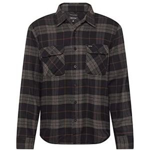 BRIXTON Heren Bowery L/S flanellen overhemd met knopen, Zwart/Houtskool, XXL