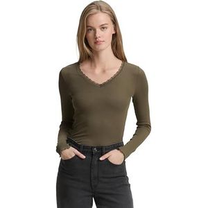 TOM TAILOR Denim T-shirt met lange mouwen voor dames, 10669, Grape Leaf Green, XXL