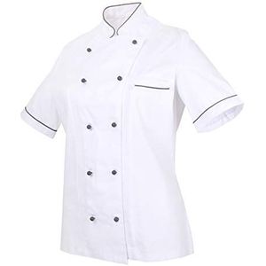 MISEMIYA Chef koksjassen met korte mouwen, wit, XL: (borstomvang:116 cm, taille: 106 cm) dames, Wit, XL