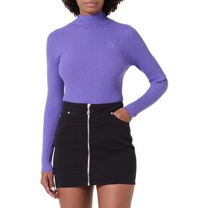 HUGO - Ribgebreide Trui - Met Hoge Hals - Slim-fit - Geborduurd Happy HUGO-logo