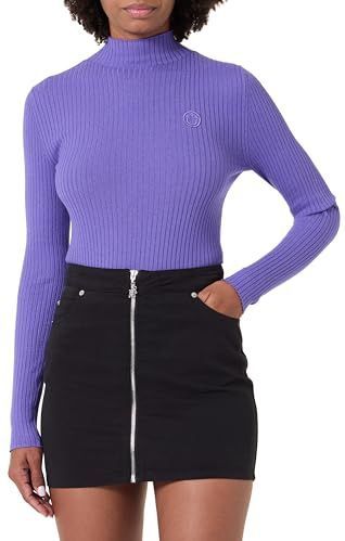 HUGO - Ribgebreide Trui - Met Hoge Hals - Slim-fit - Geborduurd Happy HUGO-logo