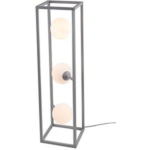 Homemania Bureaulamp Cube 1, rechthoekig, etage, woonkamer, etage, grijs, van metaal, 25 x 25 x 93 cm, 3 x E14, 40 W