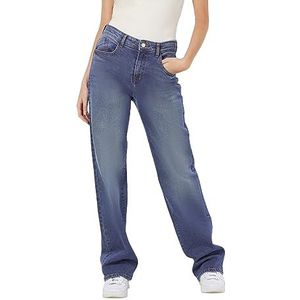 NOISY MAY NMYOLANDA DamesJeans met wijde pijpen normale taille blauw (medium Blauw denim) 31W/32L