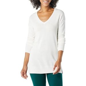 Amazon Essentials Women's Lichtgewicht tuniektrui met lange mouwen en V-hals (verkrijgbaar in grote maten), Wit, L