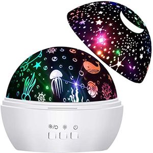 Moredig baby lichtprojector, sterrenprojector licht met sterrenhemel en onderzee thema‘s voor verjaardag, feesten - wit