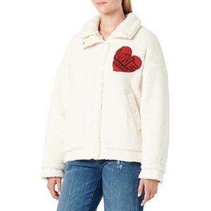Love Moschino Women's eco Teddy fur Jacket, Cream, 48