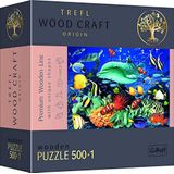 Trefl - Houten puzzel, Sea Life - 500+1 stukjes, Hout Ambacht, Onregelmatige Vormen, 50 Maritieme Figuren, Moderne Premium Legpuzzel, DIY, voor Volwassenen en Kinderen vanaf 12 jaar