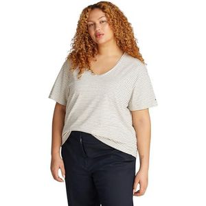 Tommy Hilfiger - Curve Shirt - Korte Mouwen - Calico / Dark Night Navy Stp - V-hals