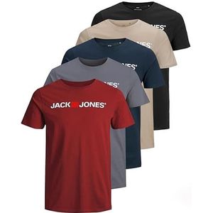 JACK & JONES Heren T-shirts met logo en ronde hals, verpakking van 3 stuks, 3XL