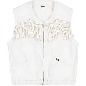 Wrangler Dames Fringed Denim Vest Jacket, vintage wit, XXL Grote Maten