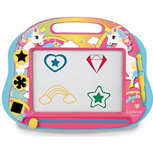 Lexibook CRUNI550 Magische eenhoorn-tekenbord, magneetbord voor kinderen, artistiek creatief speelgoed voor meisjes, stift en magneten, roze/blauw