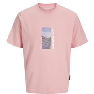 JACK & JONES Heren Jcosago Photo Slub Tee Ss Crew Neck, Pink Icing, XS