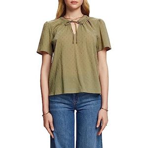 ESPRIT Plumetis-blouse, 100% katoen, licht kaki, S
