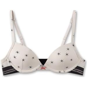 Sanetta Meisjesbeha beige| Comfortabele en aangename beha zonder beugel voor meisjes van katoenmix. Ondergoed met geweven band en sterretjes-allover | meisjesbeha, beige, 70B